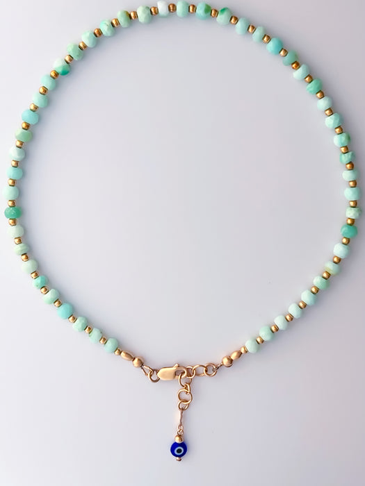 Collier ras du cou en opale bleue